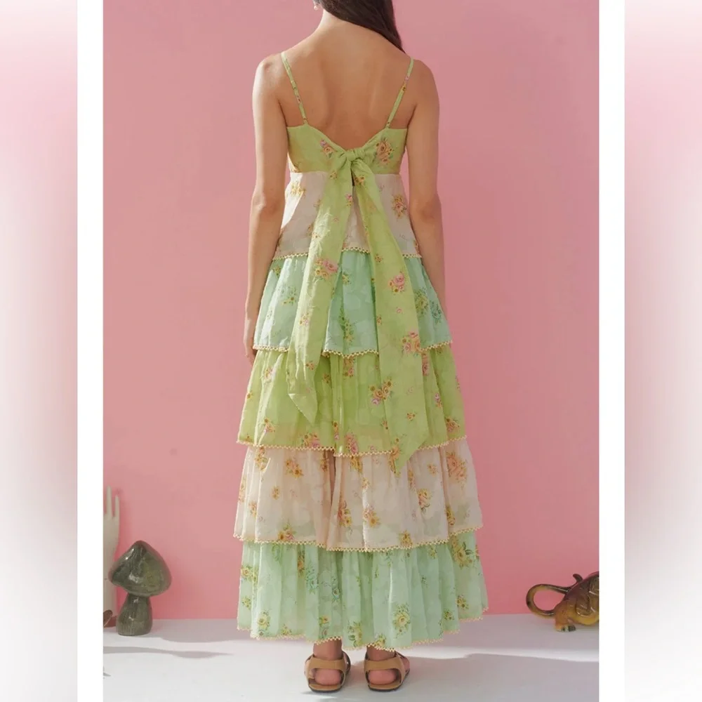 Alemais - Clementine Tiered Dress Multi Pastel Floral - size AUS 12 or US 8 - Picture 3 of 16